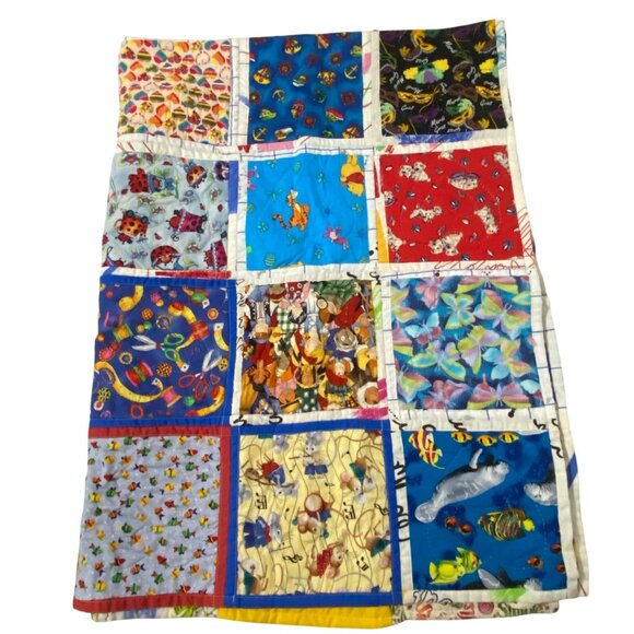 Handmade Kids Patchwork Quilt 57" x 43" Christmas Animals Seasons Whimsy Novelty - Picture 9 of 10